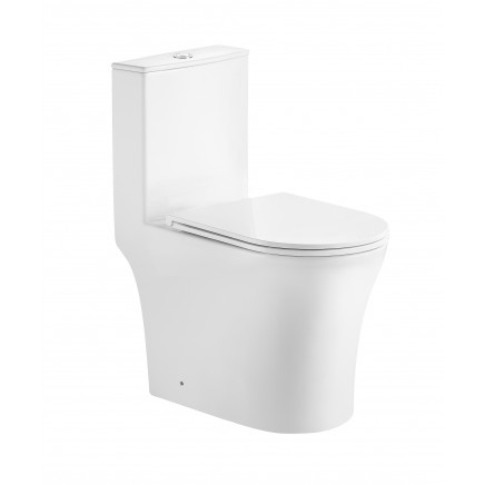 KN1050023 Унитаз моноблок напольный 656×370×796 Торнадо, с сидением, Цвет: белы