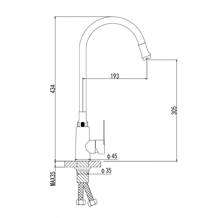 B4046 (body) Корпус смесителя; Нержавеющая сталь; Цвет - хром