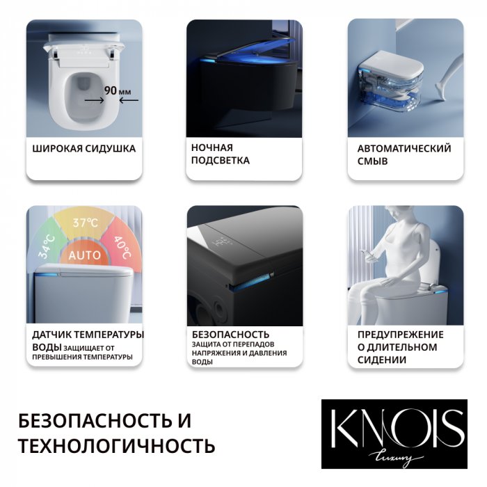 KN60707W-PRO Унитаз-биде умный подвесной, с сидением