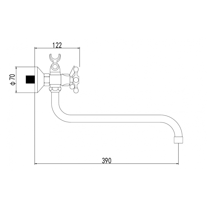 D6501-X24 Смеситель для ванны с длинным изливом (300мм)